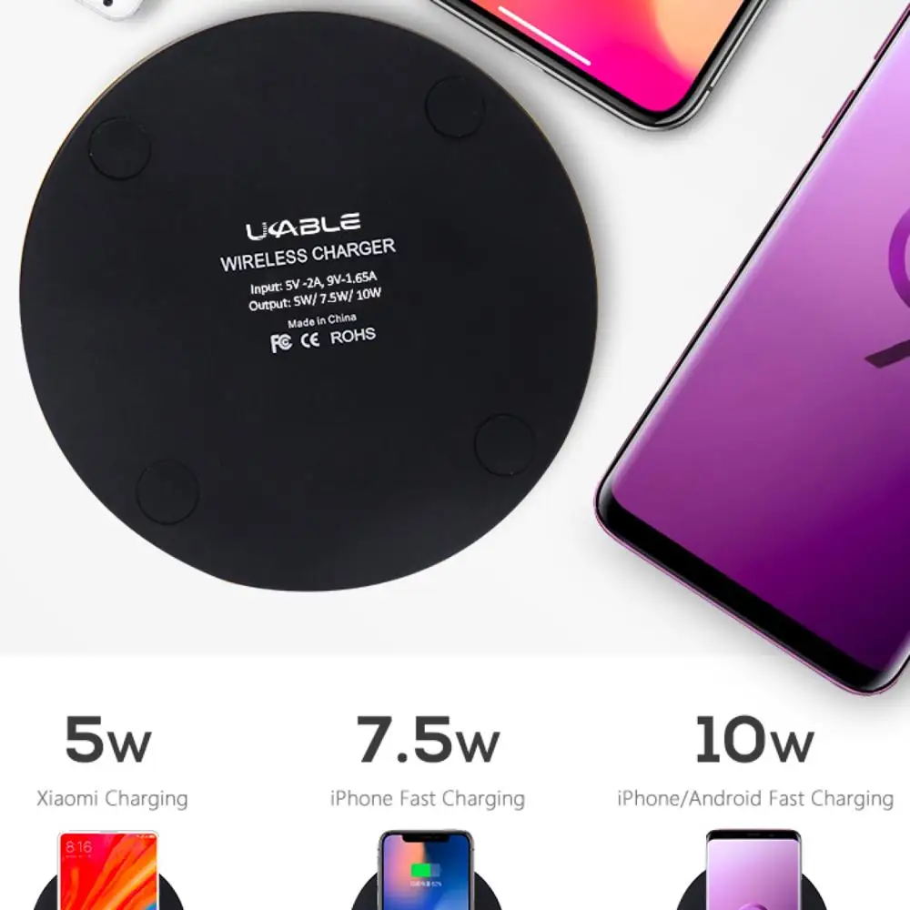 10 Вт Qi Быстрое беспроводное зарядное устройство для iPhone 8 X XS Max XR 11 samsung S8 S9 S10 xiaomi mix