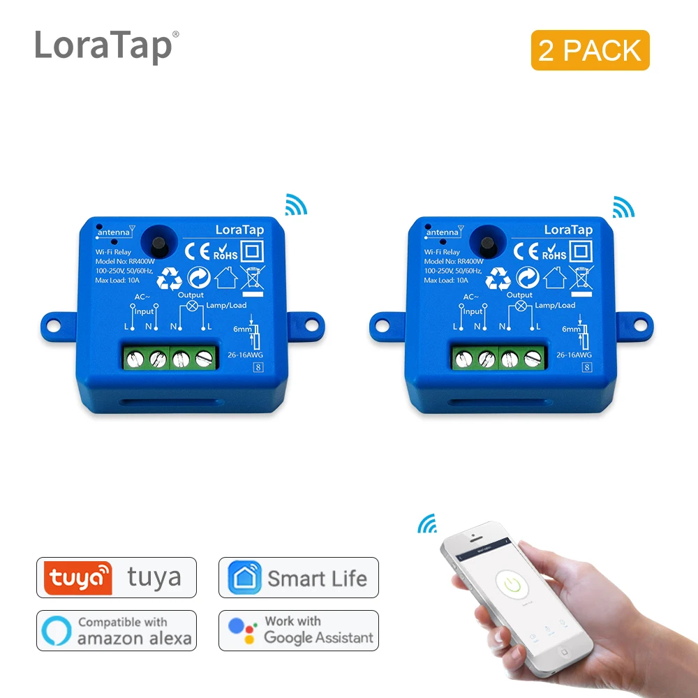 Loratap Smart Life Wifi Switch Light Automation 1 Gang 10a Timer DIY  fonctionne avec Google Home Alexa Echo Télécommande Tuya