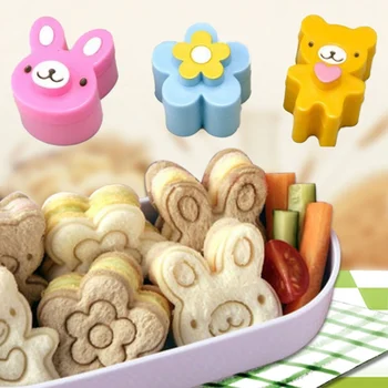 

3Pcs/Set Hot Bread Mold Maker Rabbit Panda Flower Sandwich Crust Cutter Cookie Mould