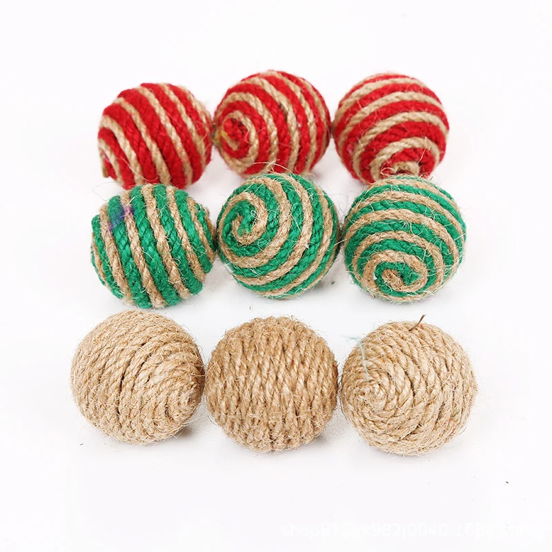 Jute Rope Ball Cat Toy Ball Chew Toy 3pcs Cute Funny Cat Toys