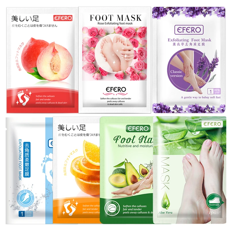 

EFERO 7Pair Foot Peeling Mask Dead Skin Removal Exfoliating Foot Mask Socks for Pedicure Socks Whitening Feet Mask Foot Patch