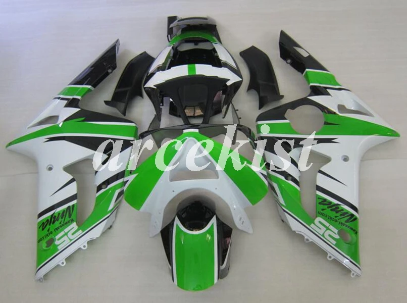 ABS литья под давлением мотоцикл обтекатели комплект подходит для Kawasaki Ninja ZX-6R 636 2003 2004 03 04 набор кузова зеленый белый