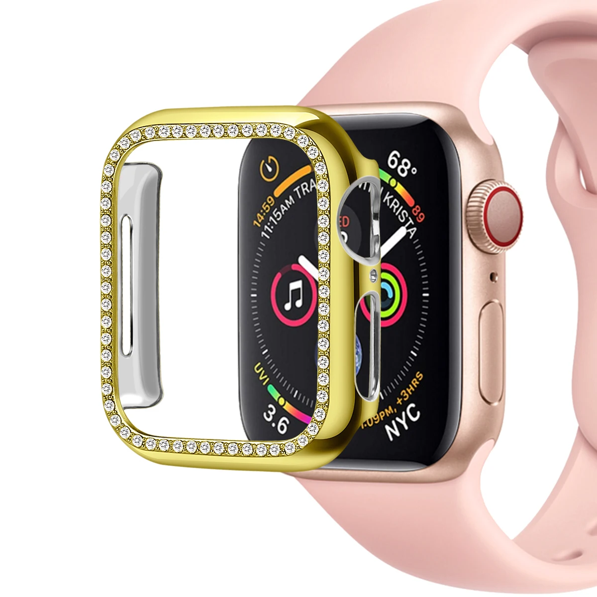 38 мм 42 мм сверкающий чехол для iWatch 4 3 2 1 инкрустация Bling Rhinestone Дизайн PC Бампер протектор для Apple Watch 40 мм 44 мм