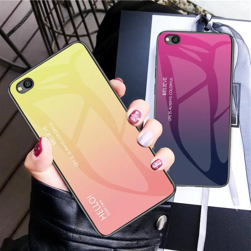 

For Xiaomi CC9E A3 Lite Case Gradient Tempered Glass Silicon Frame Back Cover for Redmi Note 4 5 6 7 Pro 7 7A K20 6 Pro 5Plus S2
