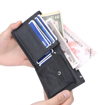 

Genuine Leather Short Wallet for Men Soft Male Moneybags Casual Soild Coin Purse Card Holder