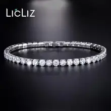 LicLiz Мода прозрачный циркониевый Кристальный Теннисный браслет для женщин Кристаллы белого золота цвет коробка цепь ювелирные изделия Bijoux LUB0097D