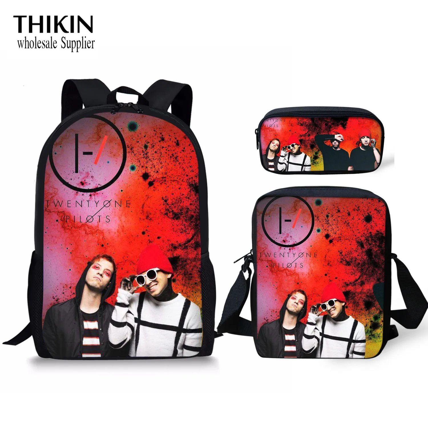 as picture THIKIN Twenty One Pilots принт детский школьный рюкзак для девочек 3 шт. школьная сумка детские школьные сумки крутой рюкзак для студентов сумки на плечо - Цвет: as picture