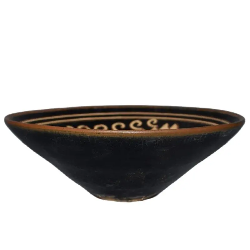 Jizhou kiln, Song Dynasty, black glazed wood leaves, Tianmu, douzhan