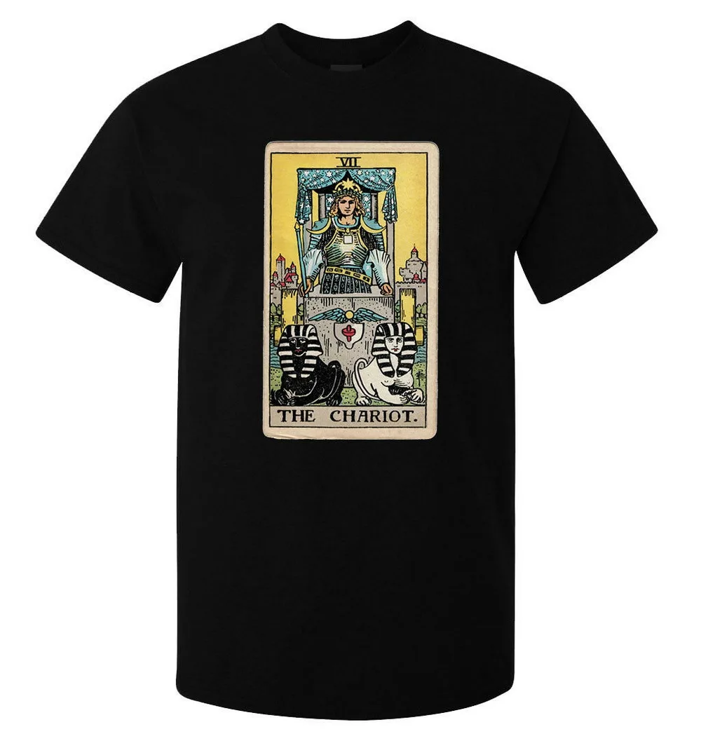 The Chariot Tarot Card Art Logo Men's (woman's Available) T-Shirt Black Cotton Tee Shirt Short Sleeve |