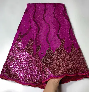 

2020 African Sequins Lace Fabric High Quality Nigerian French Lace for Party Embroidery Swiss Voile Lace in Switzerland Wedding
