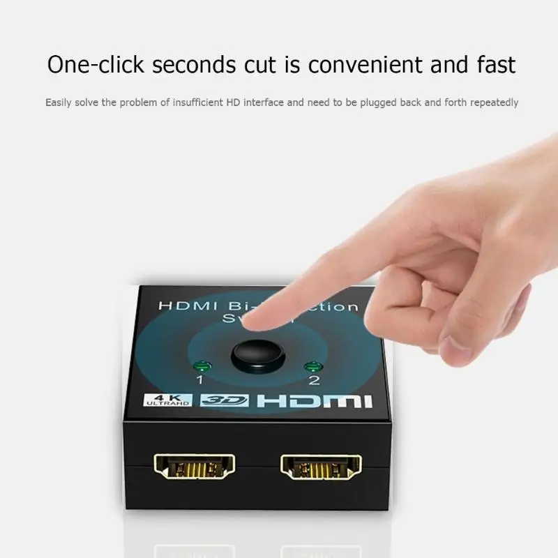 Прочный мини HDMI сплиттер Многофункциональный HW-201Q двухнаправленный HDMI сплиттер 1x2/2x1 4K Switcher адаптер для видео аудио