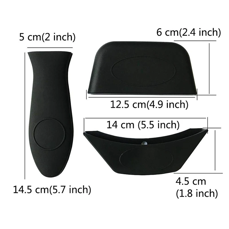 Silicone Hot Handle Holder(Set Of 3) Hot Mitts For Cast Iron Skillets Pans Frying Pans& Griddles Metal And Aluminum Cookware H