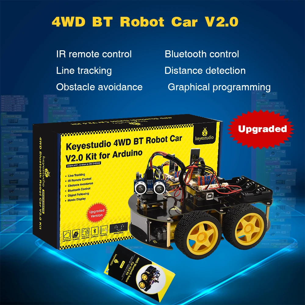 Keyestudio 4WD мульти BT робот автомобильный комплект Модернизированный V2.0 W/светодиодный дисплей для Arduino Robot Stem EDU/программируемый робот-автомобиль/DIY Kit