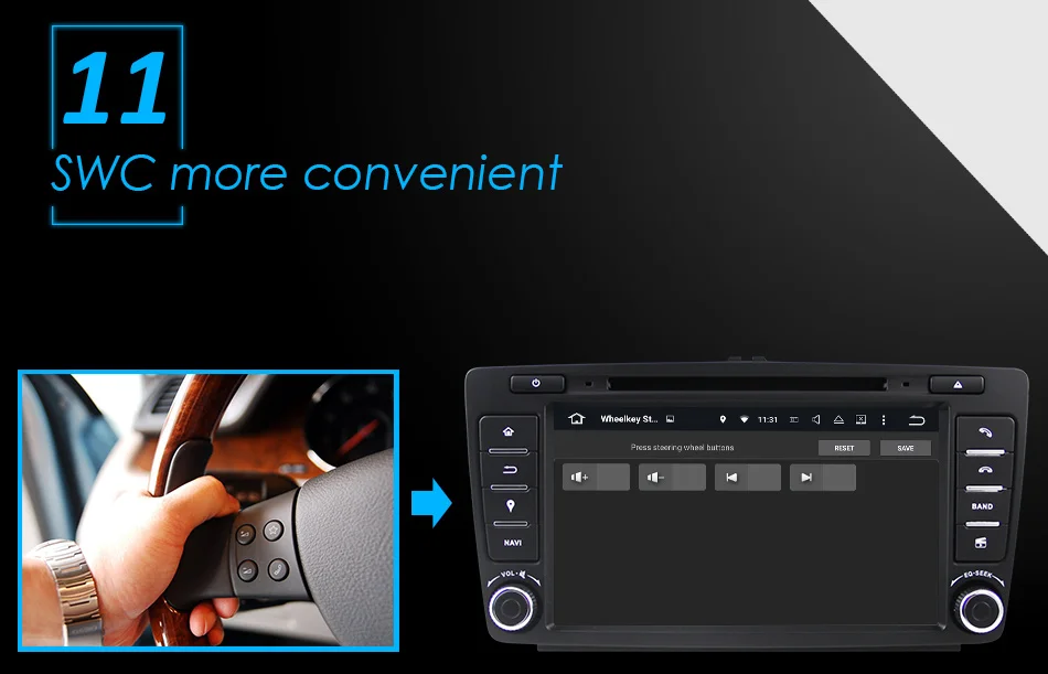 Best Eunavi 2 din Android 9.0 Car DVD Player GPS Navigation For Skoda Octavia 2014 2015 A7 Radio Stereo Multimedia car pc 2G RAM 20