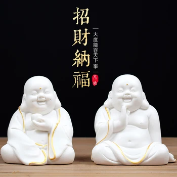 

Big belly smile Maitreya Buddha living room decoration home furnishing office furnishing lovely character craft gift white por