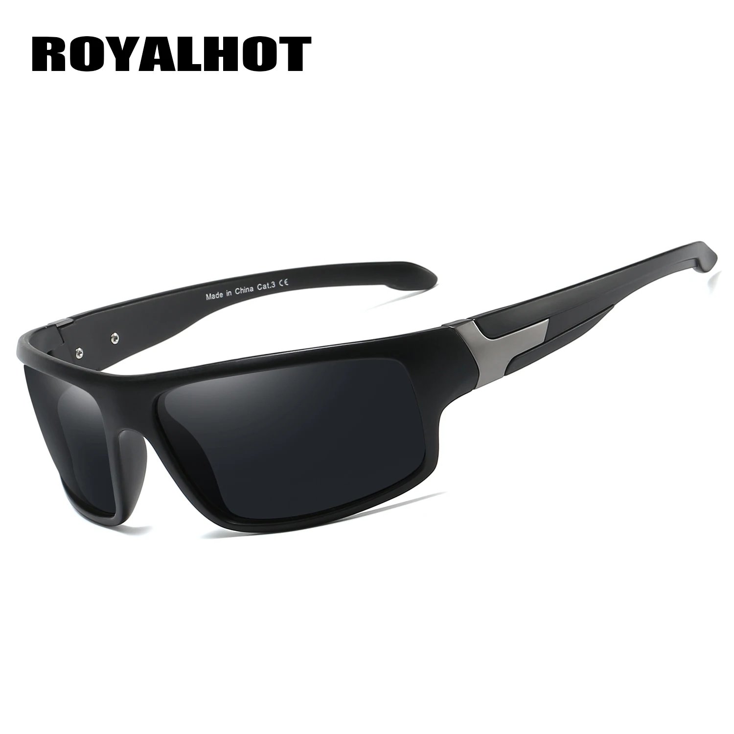 RoyalHot, мужские, женские, поляризационные, квадратная оправа, спортивные солнцезащитные очки, Ретро стиль, солнцезащитные очки, 900207 - Цвет линз: matte Black grey