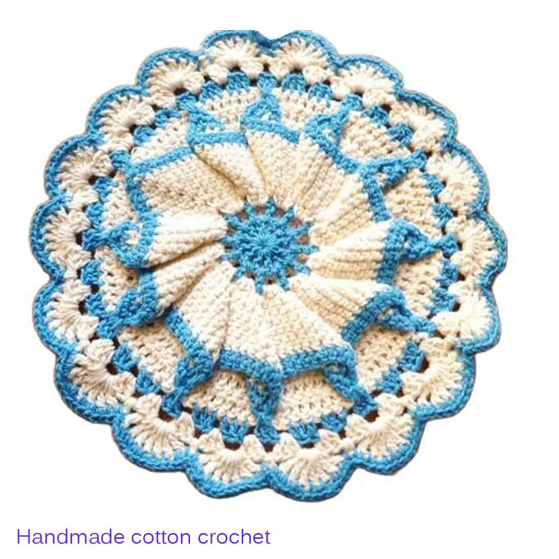 

HOT DIY 3D coaster Colorful cotton placemat cup Christmas table place mat cloth lace Crochet doily wedding pad kitchen Accessory