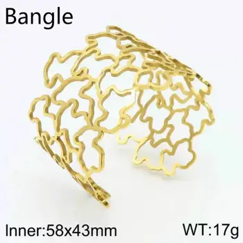 

Cuff Bangle for Women High Quality Stainless Steel Trendy Bear Bangle Bracelet Titanium Jewelry