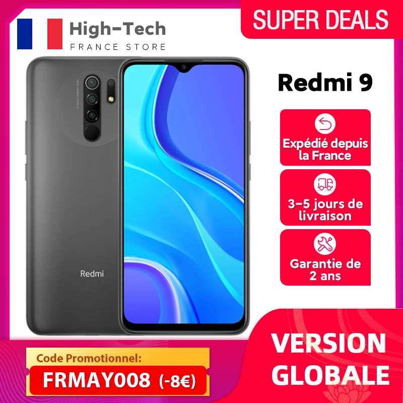 Xiaomi Redmi 9 NFC Global Version Mobile Phones Helio G80 3GB/32GB 4GB/64GB 6.53” FHD+ Screen 13MP Quad Cams Smartphone 5020mAh