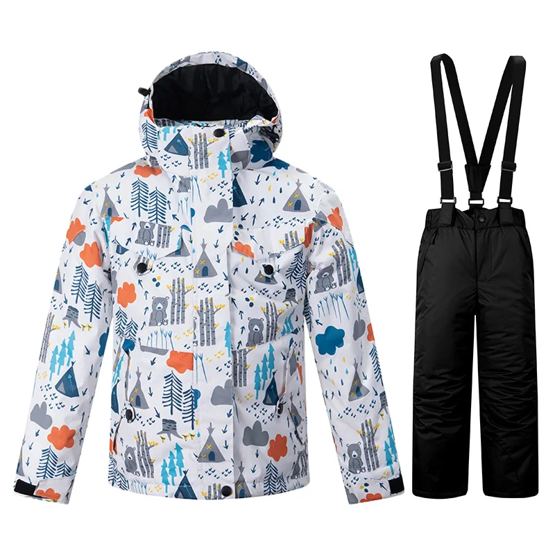 Новинка; детский лыжный костюм; детский ветрозащитный водонепроницаемый теплый зимний комплект; брюки для девочек и мальчиков; зимняя куртка для катания на лыжах и сноуборде