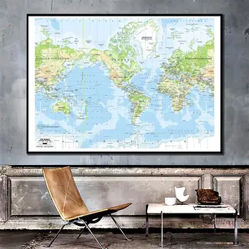 

59x88 Inch 2001 The World Mercator Projection Map Posters and Prints Wall Art Pictures on canvas Paintings for Office Home Decor