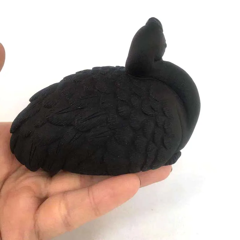 Grus japonensis скульптуры натуральный черный обсидиан резной камень фигурка животного для дома фэншуй офисный Декор натуральный камень подарок