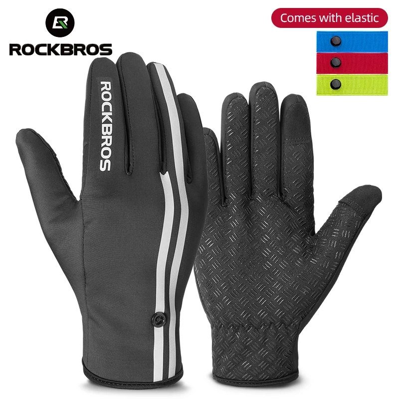 RockBros Winter Long Full Finger Fleece Thermal Warm Gloves Touch Screen Gloves 