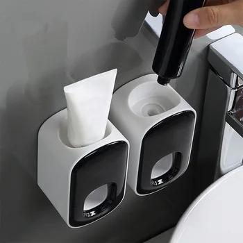 

Wall Mount Automatic Toothpaste Dispenser Bathroom Accessories Set Toothpaste Squeezer Dispenser Bathroom Toothbrush Holder hot
