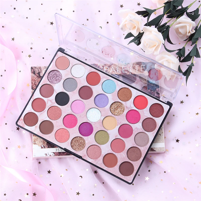 

35 Colors Matte Pearlescent Glitter Sequins Eye Shadow Pigment Eye Shadow Palette Make Up Eyeshadow Long Lasting Wedding Makeup