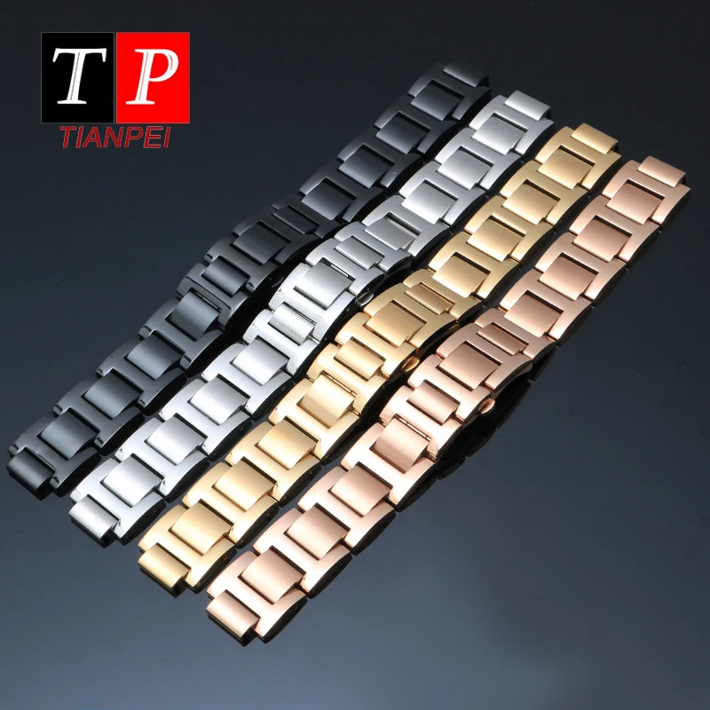 Cinturino In Acciaio Inox Per Cartier Ballon Bleu 16*8 Millimetri In Acciaio Fine Sollevato Cinturino Di Vigilanza Impermeabile Delle Donne Cinturino 