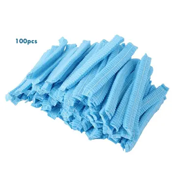 

100pcs Disposable Non-Woven Strip Hats Practical Portable Smooth Barrier Caps Wide Elastic Band Hats