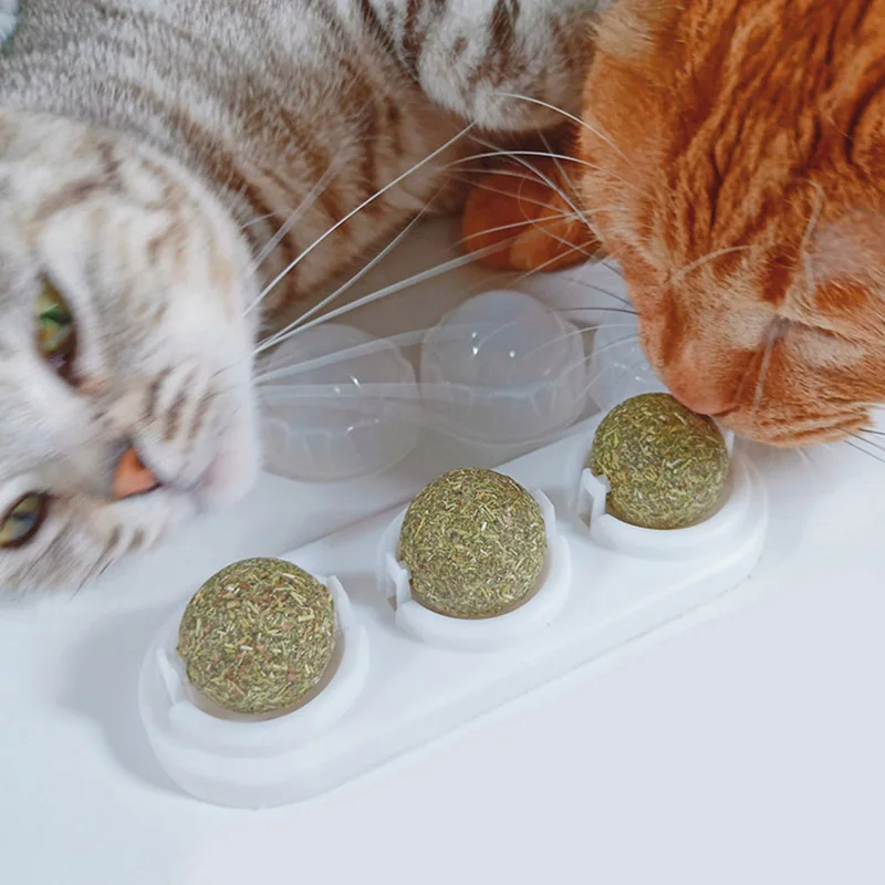 Настенное крепление самоклеящееся вращающееся Catnip Silvervine Lick Ball для кошек молярный прорезыватель Игрушка Кот Прорезыватель игрушка для собак, очищающая зубы