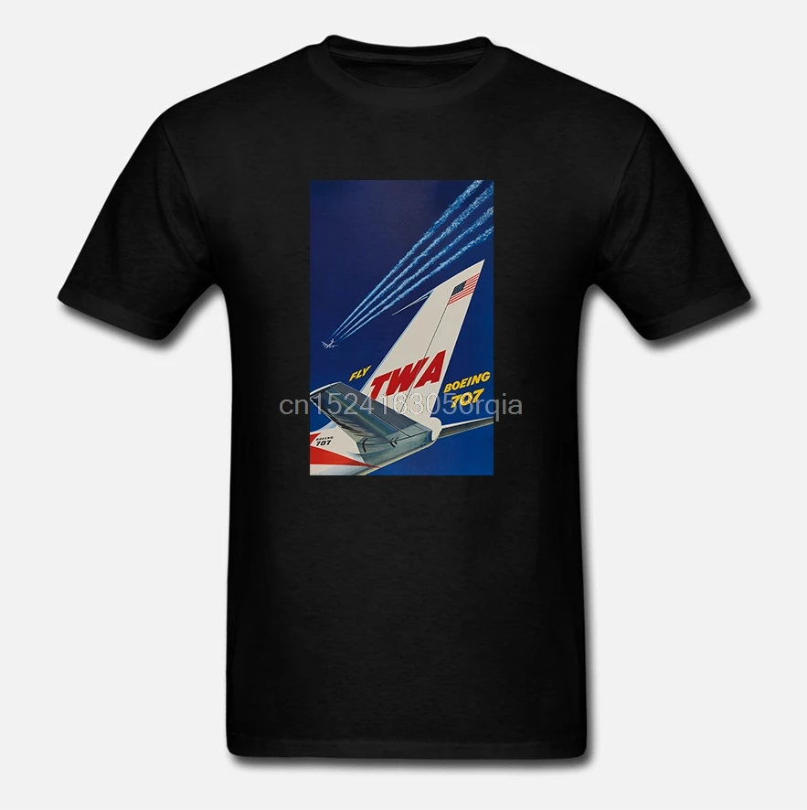Fly TWA-боинг 707 1959 ca Int Airlines футболки с плакатами S to 5XL | Мужская одежда