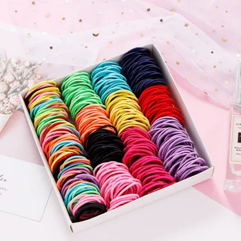 

2020 New 100PCS/Set Girls Candy Colors Nylon Elastic Hair Bands Children Rubber Band Headband Scrunchie Fashion Hair Accessories