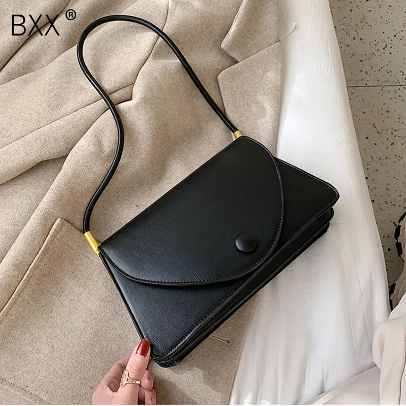 

[BXX] Simple Solid Color PU Leather Crossbody Bags For Women 2020 Spring Crossbody Shoulder Bag Female Handbags Fashion HJ928
