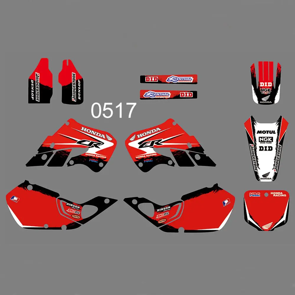 

For Honda CR125 CR 125 1998 1999 CR250 CR 250 1997 1998 1999 Full Graphics Decals Stickers Custom Number Name Glossy Stickers