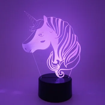 

3D Led Creative Usb 7 Colorful Visual Animal Unicorn Art Table Lamp Decor Night Light Bedroom Lighting Fixture Kid Birthday Gift