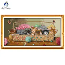 Joy Sunday восемь котят Счетный DMC 14CT вышивка крестиком Печать на холсте Набор Китайская вышивка крестиком наборы для вышивания домашний Декор подарок