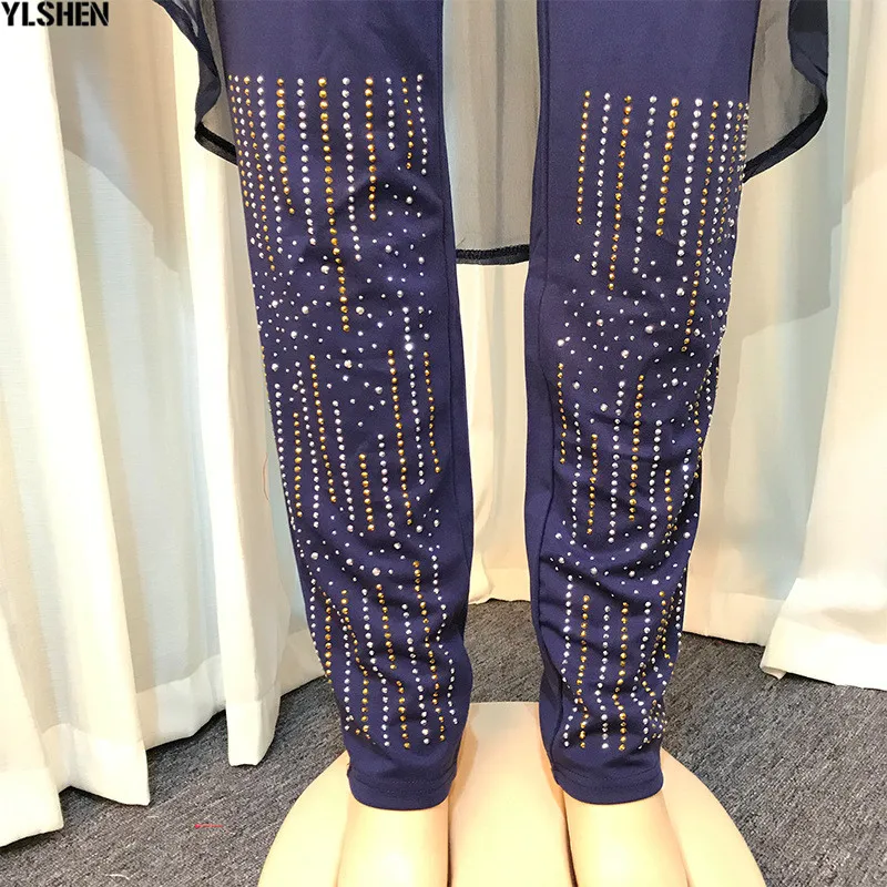 3 Piece Set African Dresses for Women Dashiki Button Diamond African Dress Bodycon Top + Pants Clothes Plus Size Africa Clothing 12