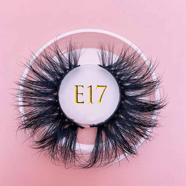 25mm E06 MIKIWI 100% handmade natural  thick  Eye lashes wispy makeup extention tools 3D mink hair volume soft false  eyelashes E17 round case