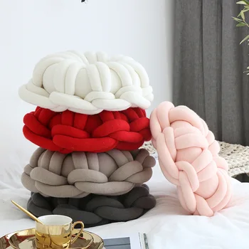 

Battilo Handmade Knot Ball Plush Throw Pillow Donut Sofa Accent Pillow Seat Cushion- Home Office Sofa Decor