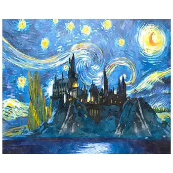 

Paint by Numbers for Adults DIY Oil Paiting Kits Castle Starry Sky