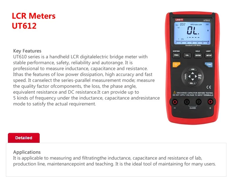 UNI-T UT612 Digital Multimeter USB Interface 20000 Counts Inductance Frequency Test Deviation Ratio Measurement LCR Meters