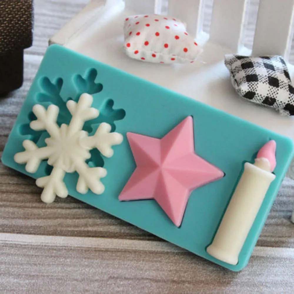 

2019 New arrivals Novelty 3D Snowflake Star Candle Silicone Cake Mold Chocolate Mould Decorating Tool Kitchen accessories