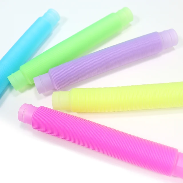6Pcs Big Luminous Pop Tubes Gifts box Sensory Fidget Toy kit Stress Relieve Autism Anti Stress Plastic Bellows for Child Squeeze 2