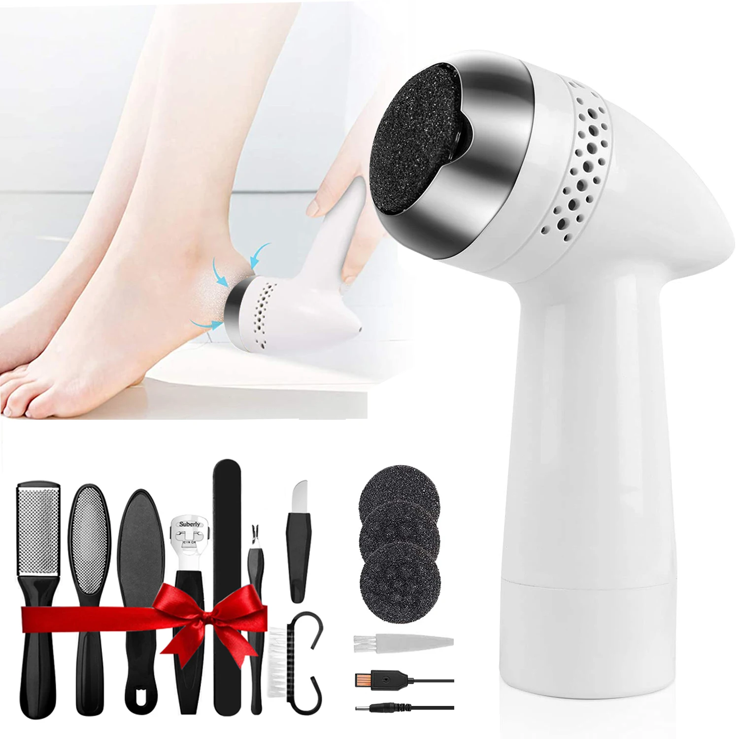 Portable Electric Grinder Pedicure Tools Foot Heel Care Tool Pedicura Velvet Smooth Machine Callus Remover for Foot Heel Skin