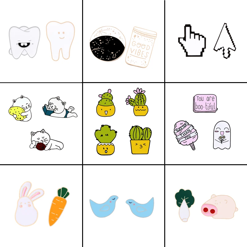 2-4 шт./компл. kawaii значки с животными брошь на пуговицы заколки кошка свинка кролик