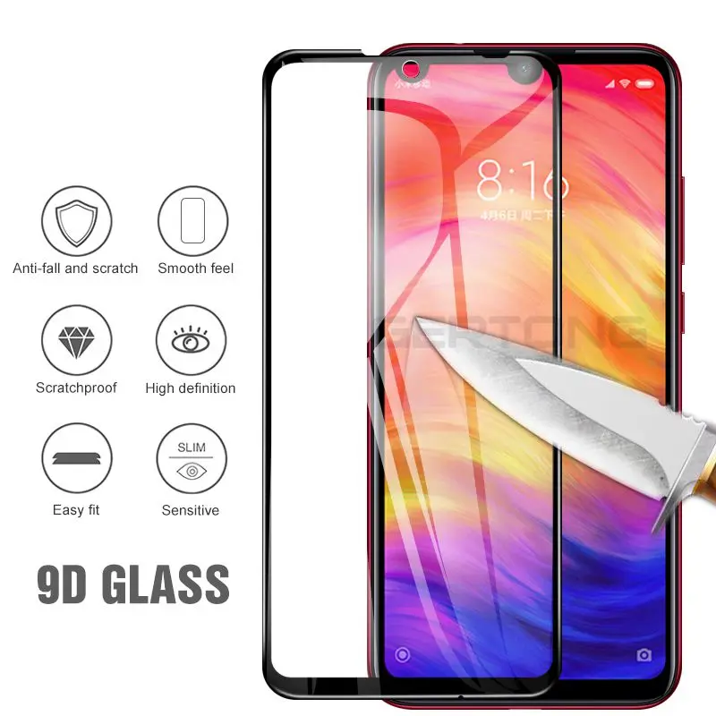Закаленное стекло 9D для Xiaom Redmi Note 8T 8pro защитное покрытие xiomi 7 Защитная пленка