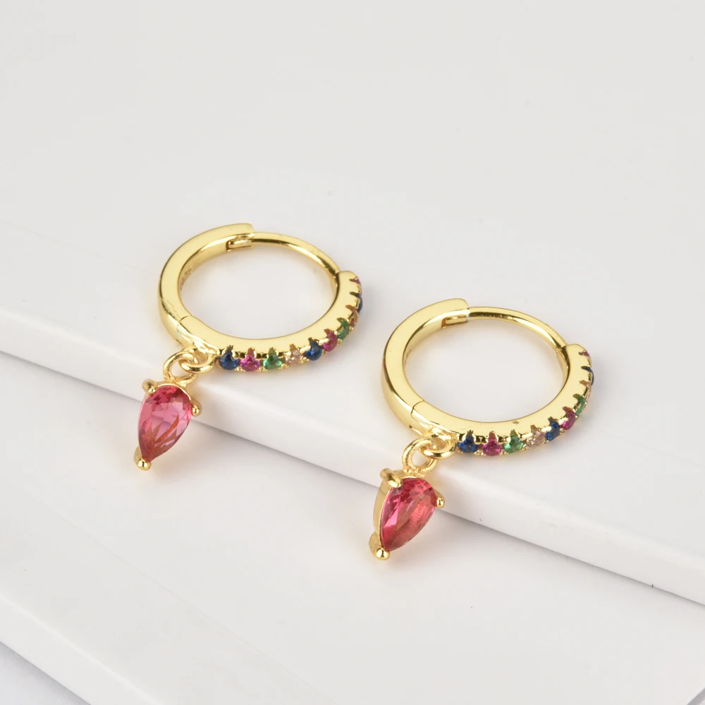 Andywen 100% 925 Sterling Silver Ovals Water Drop Earring Green Zircon CZ Circle Round Loops Crystal Women Piercing Ohrringe