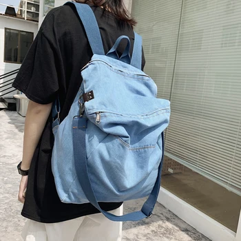 

Multi-purpose Women Backpack for Girls Wild Denim Harajuku School Bag for Teens Female Korean High School Student Backpack Women